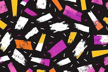 Sticker - This piece showcases bold paint strokes in contrasting hues of white, orange, and purple against a black background, creating a dynamic visual statement.