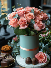 Wall Mural - bouquet of roses in a vase