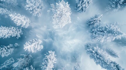 Canvas Print - Snow covered tree tops