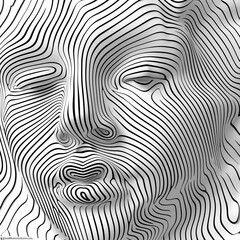 Sticker - Abstract black and white lines background of human face