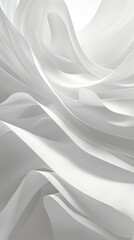 Wall Mural - An elegant image of white flowing fabric with smooth curves and textures, symbolizing purity, tranquility, and an artistic, delicate design.