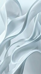 Canvas Print - Elegant and smooth flowing white abstract shapes intertwining on a vertically oriented canvas.