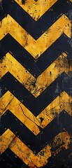 Canvas Print - An artistic chevron pattern in yellow and black, embodying an abstract and industrial design style.