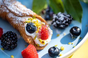 Wall Mural - Deliciously filled Italian cannoli siciliani