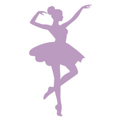 Wall Mural - A silhouette of a female ballet dancer in a tutu performing a dance move with her arms raised