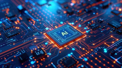 Wall Mural - AI Chip on a Circuit Board