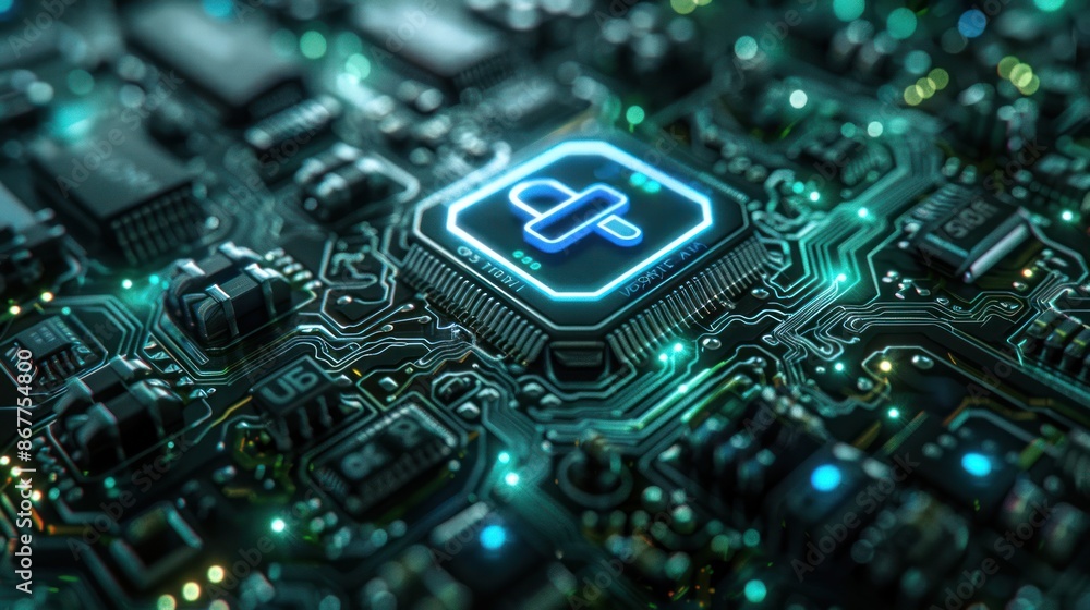 Cybersecurity Concept with Lock Icon on Circuit Board - High-tech ...