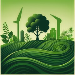 Wall Mural - Eco-friendly earth, environmental saving with tree care planting and CSR go green concept on volunteering hands for World environment