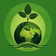 © Rahmat  - Go Green logo. Save the Planet. Good for Go Green Campaign Needs. Eco-friendly earth, environmental saving with tree care planting and CSR go green concept on volunteering hands for World environment
