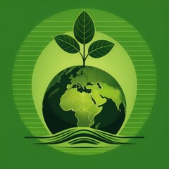 Wall Mural - Go Green logo. Save the Planet. Good for Go Green Campaign Needs. Eco-friendly earth, environmental saving with tree care planting and CSR go green concept on volunteering hands for World environment