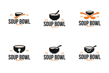 Wall Mural - Set of soup bowl with spoon logo design vector illustration template idea