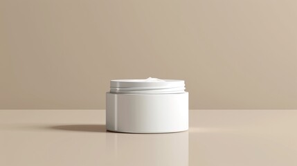 Wall Mural - White Cream Jar On A Beige Surface