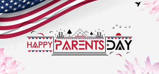 Wall Mural - Happy Parents' Day celebration with American flag-waving