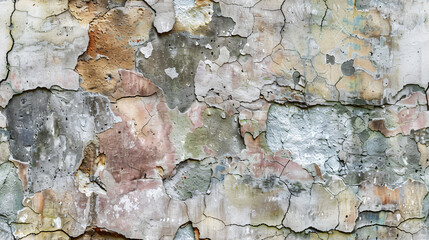 Wall Mural - Old wall is showing off its many layers of cracking paint and plaster