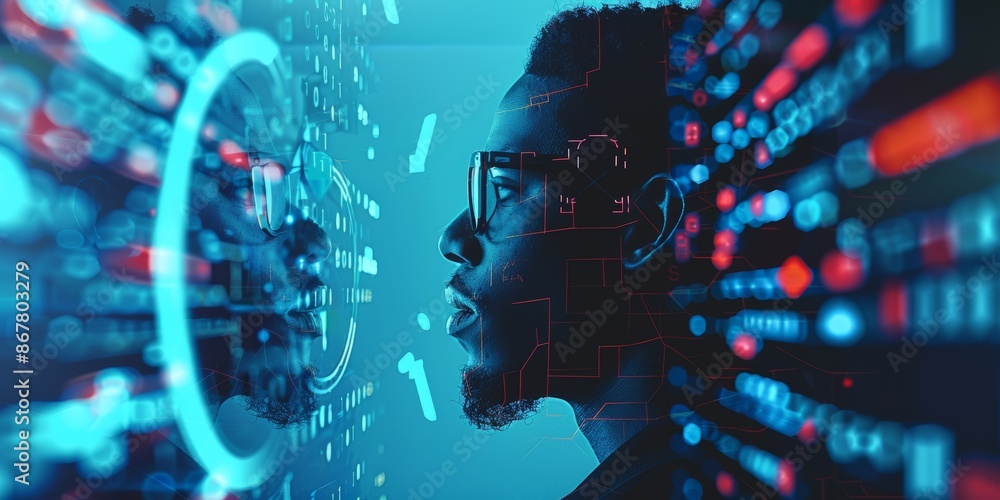 artificial intelligence cyber security threat illustration concept AI ...