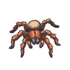 Wall Mural - Tarantula 8-bit cartoon isolated whitebackground 