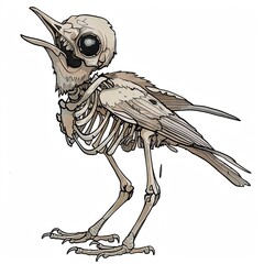 Wall Mural - Warbler skeleton cartoon isolated whitebackground 