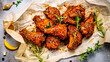 © Алла Морозова - Flavorful delight, Succulent chicken wings seasoned to perfection on parchment