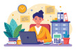 © Aupurbo - A woman sitting at a desk, typing on a laptop. accountant woman using laptop.