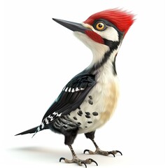 Wall Mural - Woodpecker 3D cartoon isolated whitebackground 