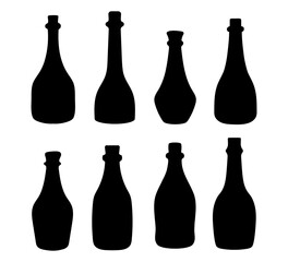 Wall Mural - Bottle Silhouettes a white background.