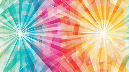 Fototapete - Abstract background with vibrant geometric shapes and radiant light beams