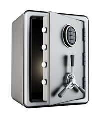 Wall Mural - Half open steel safe with digital keypad isolated on transparent background. 3D illustration