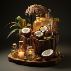 Wall Mural - Coconut Still Life with Tropical Elements