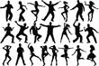 © Mystic Muse - illustration dancing female man woman adult vector arms raised in silhouette clip art cut out horizontal male motion people computer graphic front view activity vector set