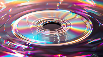 compact disc (CD) with a reflective, multi-colored surface