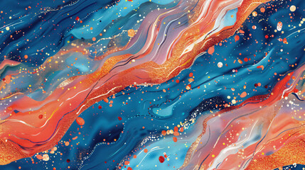 Poster - Abstract colorful background, wallpaper, mixing acrylic paints, modern art, marble texture