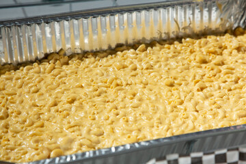 Wall Mural - A view of a catering tray of mac n cheese.