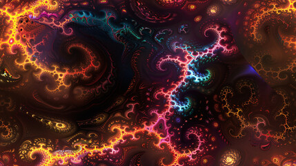 Poster - Abstract fractal background featuring vibrant swirls and organic forms