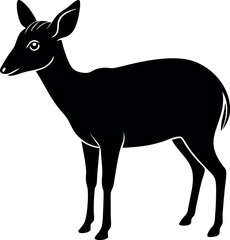 Wall Mural - A black deer is standing in front of a white background