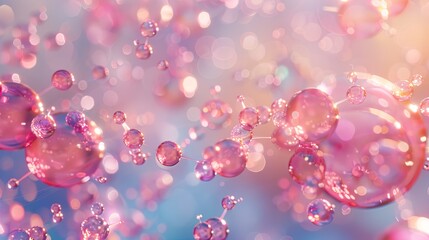 Aufkleber - An abstract image featuring pink bubbles floating in a soft, pastel light. The image creates a dreamy and ethereal atmosphere. Generative AI