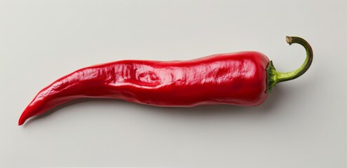 Wall Mural - Single Red Chili Pepper On A Gray Background