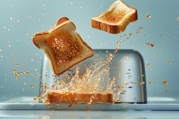 toasters are being splashed with liquid and water