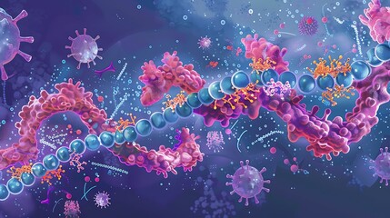 Wall Mural - stepbystep diagram explaining rna processing including splicing capping and polyadenylation of premr