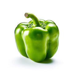 Wall Mural - fresh green bell pepper (capsicum) on a white background 