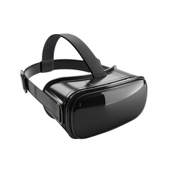 A sleek and modern black virtual reality headset with adjustable straps, offering an immersive gaming and viewing experience.