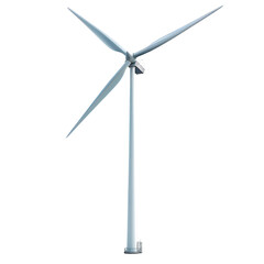 Minimalist wind turbine against a white background, symbolizing renewable energy and sustainability.