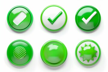 Poster - A set of six green 3D buttons with different symbols on a white background. Generative AI