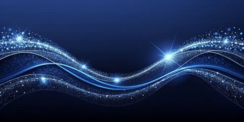 Wall Mural - Abstract Blue Glowing Waves with Sparkle and Shine