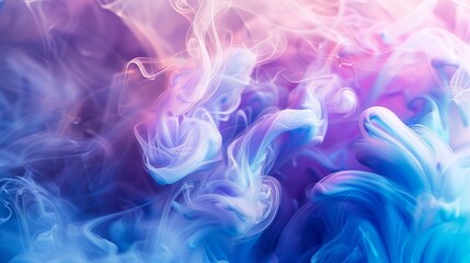 Sticker - Vibrant swirling smoke in shades of purple, blue, and pink over a gradient background, forming an abstract and visually appealing art piece with a sense of mystery.