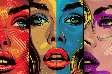 This image showcases two vibrant and animated portrait illustrations against a colorful backdrop, reflecting modern pop art and comic aesthetics.