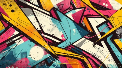 Colorful Abstract Urban Style Hiphop Graffiti Street Art, vibrant Graffiti doodle artistic pop art illustration Background