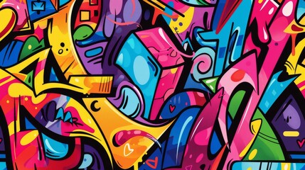 Colorful Abstract Urban Style Hiphop Graffiti Street Art, vibrant Graffiti doodle artistic pop art illustration Background