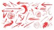 © Anat art - A digital illustration of hand-drawn red arrows and shapes on a white background. Generative AI