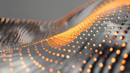 Wall Mural - abstract digital wave with orange glows and reflective surfaces