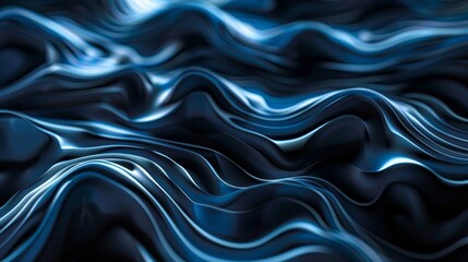 Wall Mural - Abstract wave-like blue and black fluid pattern